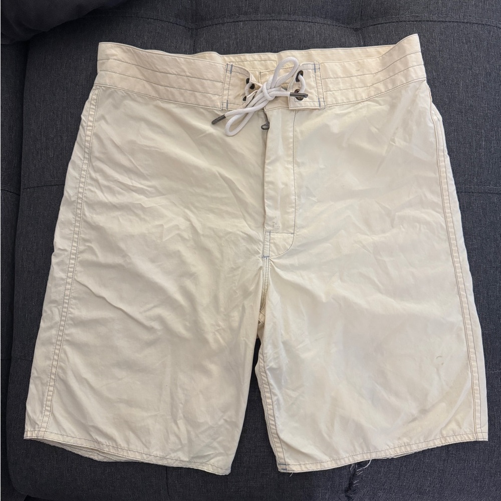 Double RL Men's Nylon Cream Shorts Waist 31 with Logo